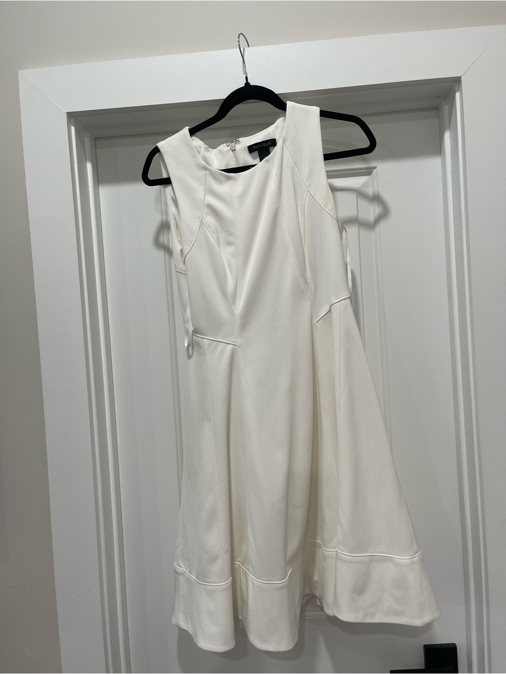 White House Black Market Cream Sleeveless Fit-and-Flare Mini Dress